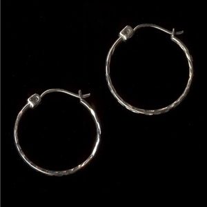 Solid 10k white gold hoop earrings